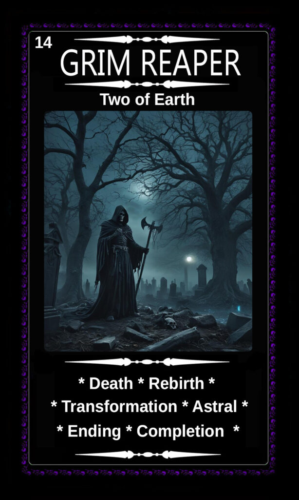 Mythical Oracle Card Deck For Sale - Grim Reaper - Two of Earth