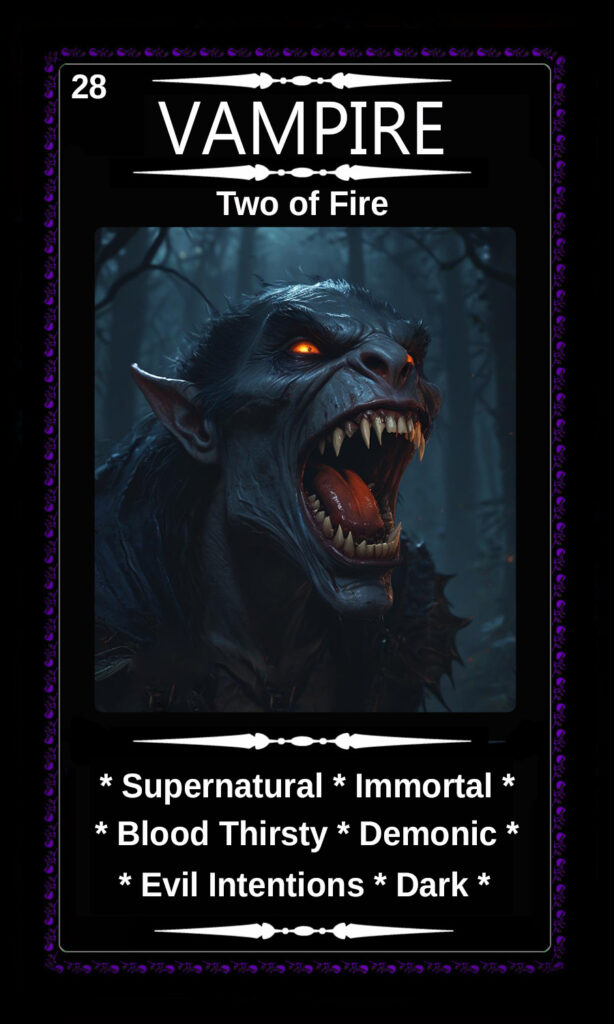 Mythical Oracle Card Deck For Sale - Vampire - Two of Fire